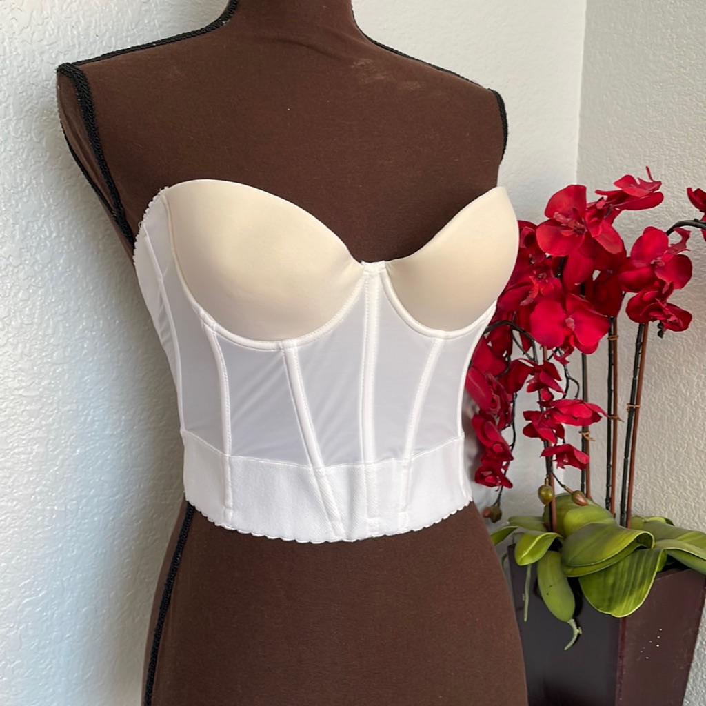 Nwt La Perla Italy White Strapless Bustier Longline Bra 34b
